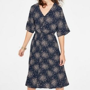 Boden Truro Dress Navy Blue Floral Dress Classy Career Wear size 4 Pockets
